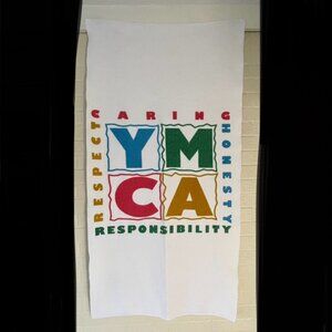 Vintage YMCA White Towel Retro Primary Color Logo - Southern Terry by 1888 Mills